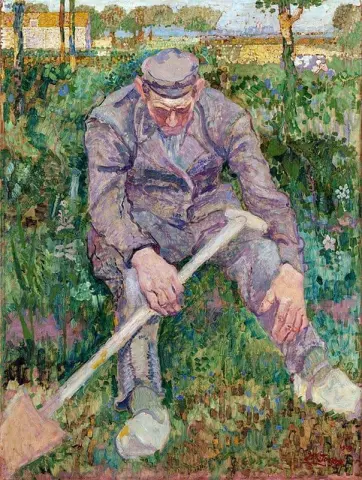 Rustende Boer Met Spade 1909