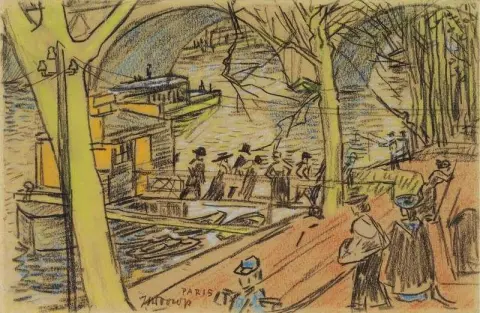 Seine Kade Te Parijs Met Figuren 1903