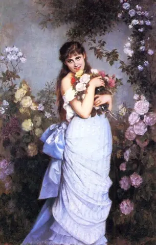 玫瑰园里的年轻女子 1886