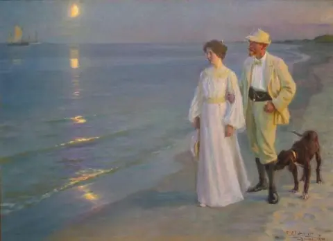 Skagen 해변의 여름 저녁. 화가와 그의 아내