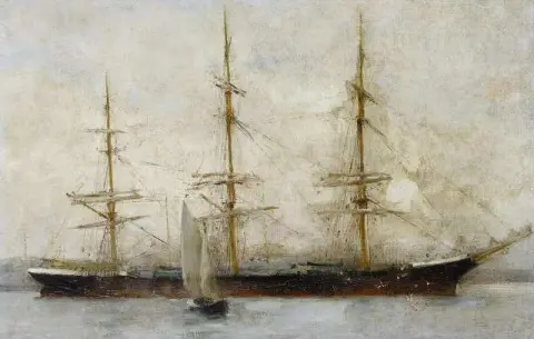停泊的三桅船 1896