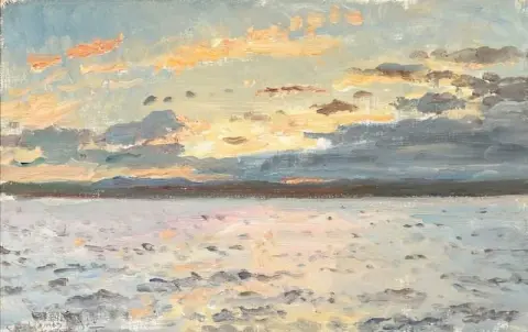 苏格兰海岸夕阳海景 1921