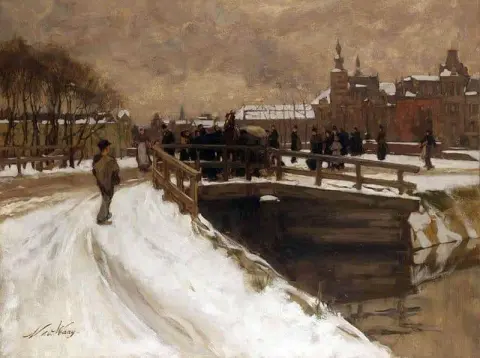 从 阿姆斯特丹 Stadhouderskade In De Sneeuw