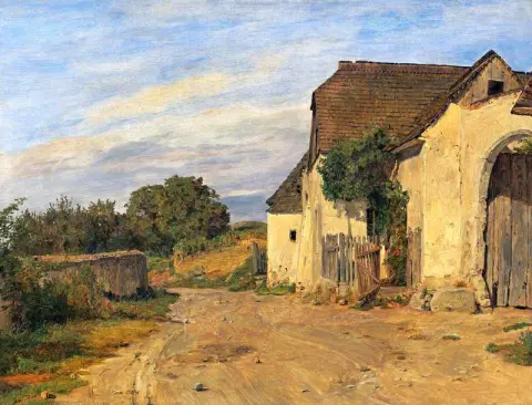 Estrada secundária com antiga fazenda