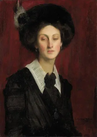 Hilda met een zwarte hoed, 1909