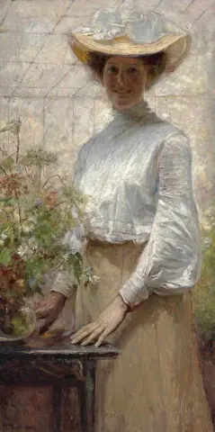温室里的年轻女子，约 1902-03