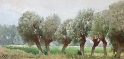 路边柳树的法国风景 1880