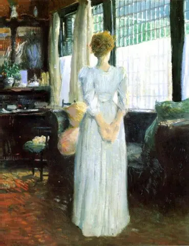 Na sala de estar, por volta de 1890