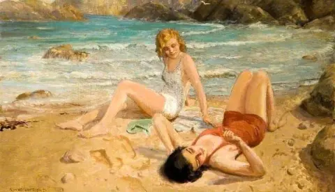 两个女孩在海滩上