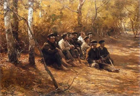 Naganiacze Odpoczywaj Cy W Lesie Ca. 1910