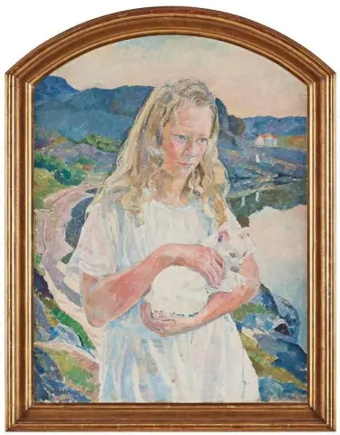 Tyttö Kissan kanssa