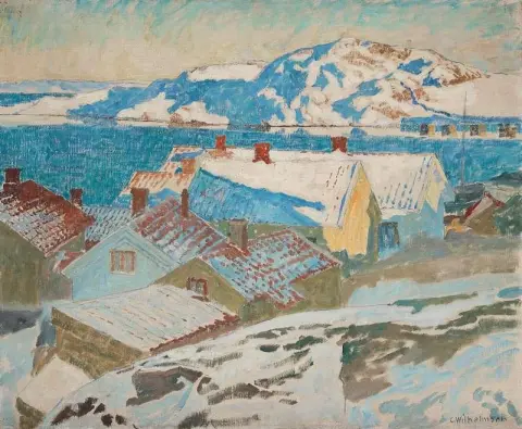 从 Kvarnberget Fiskebackskill 观看冬季景观