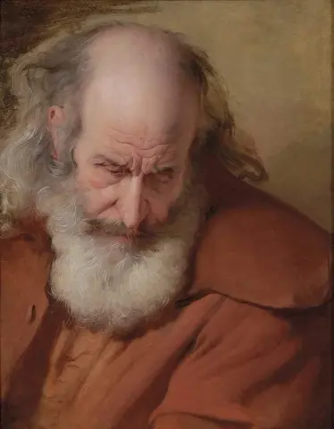 Studie av John Stavelys huvud för den gamle mannen som sörjer över sin röv från Laurence Sterne S A Sentimental Journey Ca. 1770