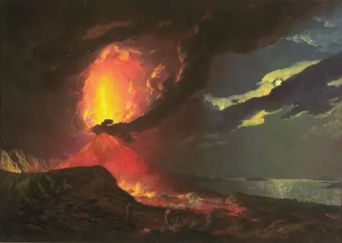 维苏威火山喷发，俯瞰那不勒斯湾岛屿，约 1776-80 年