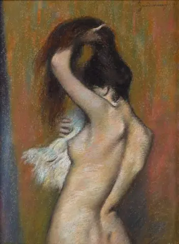 沐浴后。裸体女人 S 擦拭 1895