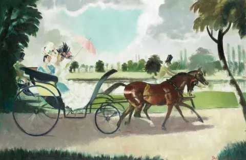 Two Elegant Ladies Riding In A Barouche