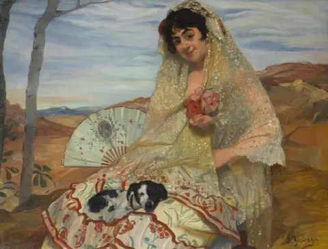 Mulher Sentada Com Cachorro