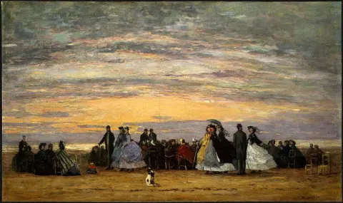 The beach at Villerville - 1864