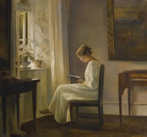 "Interieur mit einer lesenden Frau - 1900/1920"