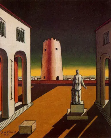 Italiensk torg med rødt tårn