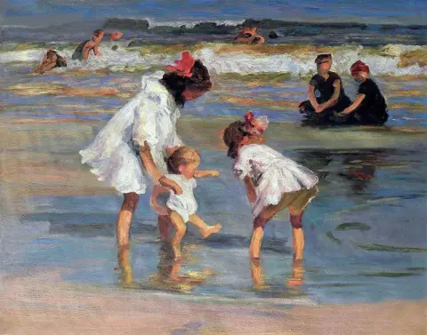 "أطفال يلعبون على شاطئ البحر - 1906"