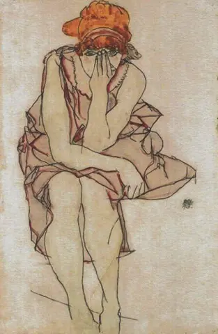 Istuva nuori nainen 1917