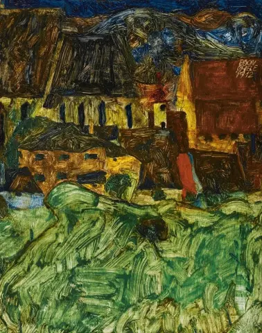 Wiese, Kirche Und Häuser (niitty, kirkko ja talot), 1912