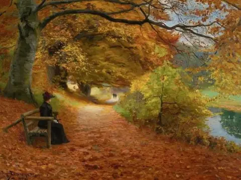A Wooded Path in Autumn 1902 Painting