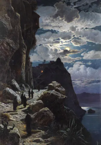 "Walk of the Monks to the Mountain Monastery Athos - 1905"