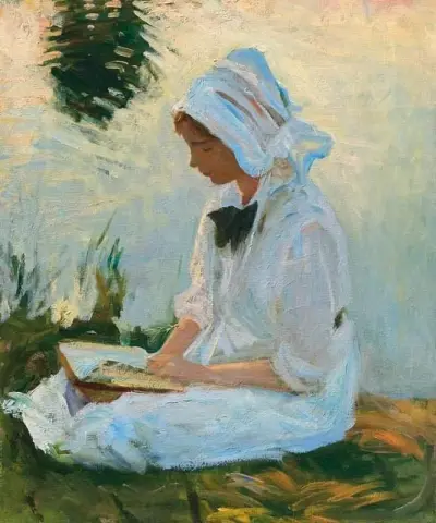 溪边读书的女孩，1888