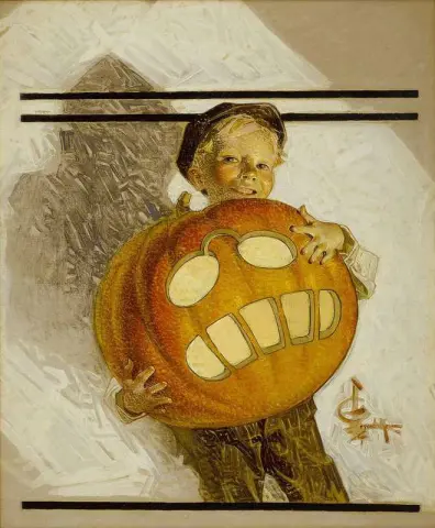 Jongen met pompoensnijwerk van Teddy Roosevelt 1912