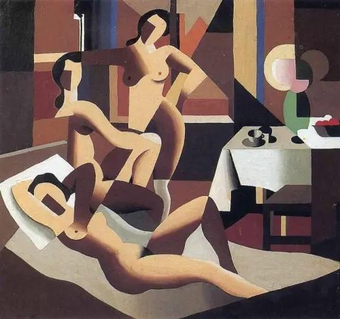 Three Nudes In An Interior