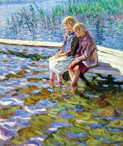 "Two Girls on a Footbridge"