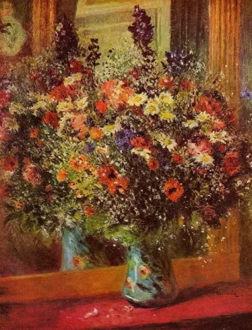 鏡の前の花束