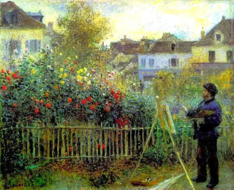 Monet-maleri i hagen hans i Argenteuil