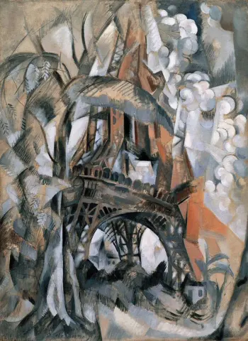 Эйфелева башня с деревьями, лето 1910 года.