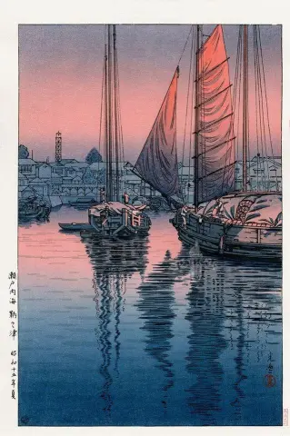 土屋恋津 鞆之津岛海的日落 1940