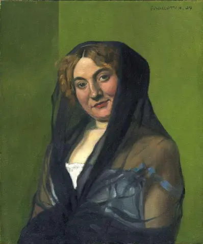Jeune Femme Blonde Voilee De Noir 1909