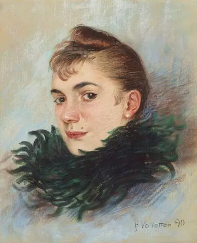 Tete Fantaisie Femme Au Boa 1890
