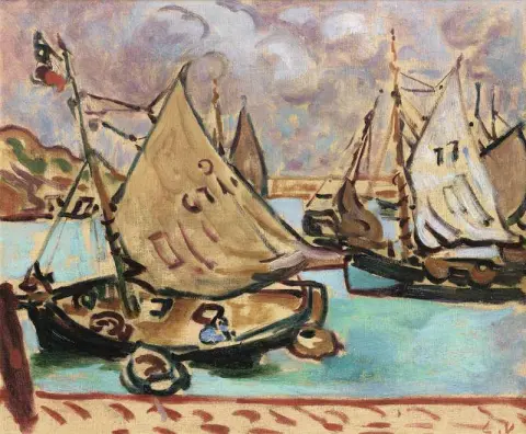 Boten in Port En Bessin ca. 1907