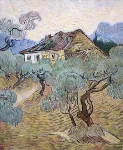 올리브 나무 사이의 농가 1889