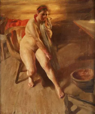 Omorgnad - 室内 Med Naken Kulla Orjas Ida 1905